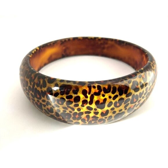 Set of 3 Acrylic Animal Leopard Print Chunky Bracelet Bangles - Picture 8 of 12